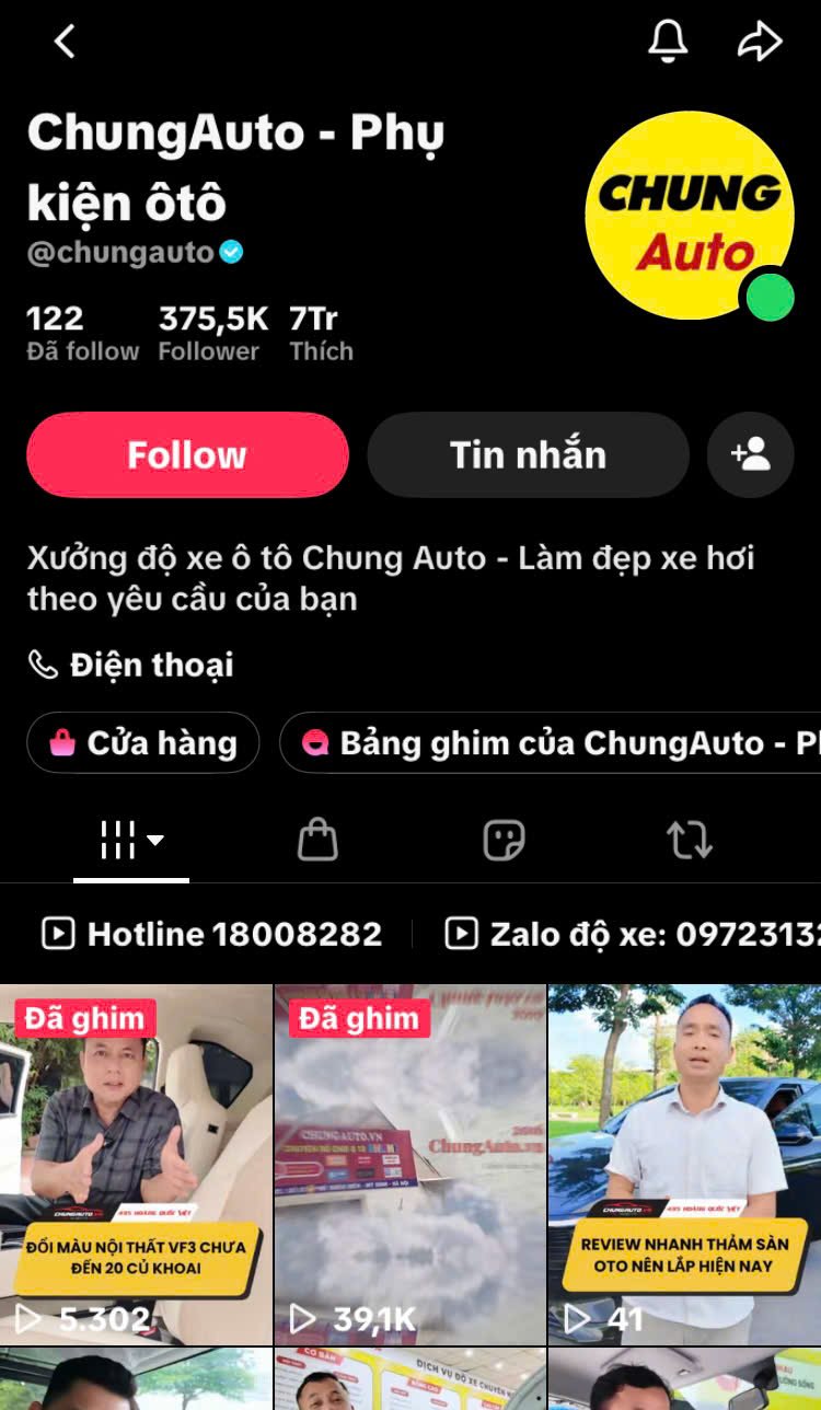 Kênh TikTok học viên ChungAuto